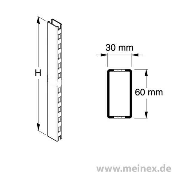 Säule Tegometall-Regal - 6x3cm - 2-seitig