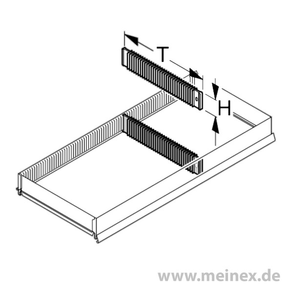 Vertical Dividing Strip Tegometall - Tooth System - Transparent Plastic