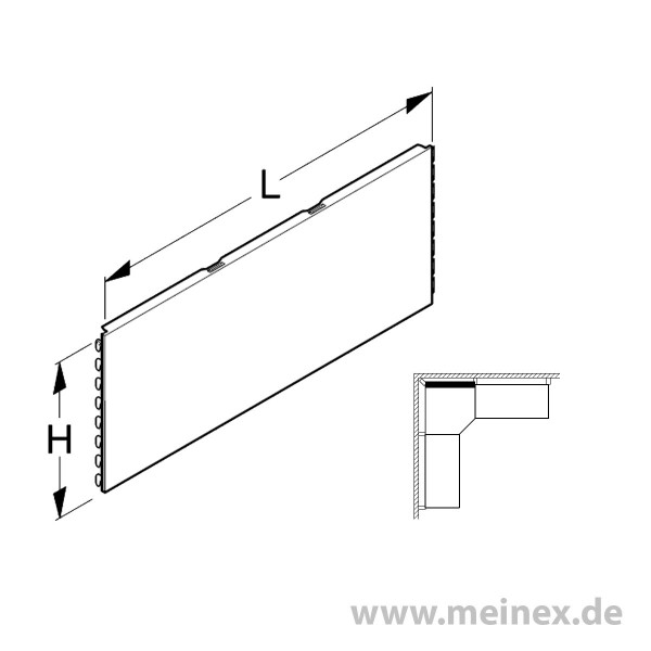 Back panel plain Tegometall internal corner 90°