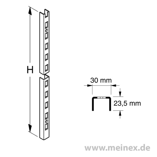 Wandschiene Tegometall mit H-Lochung